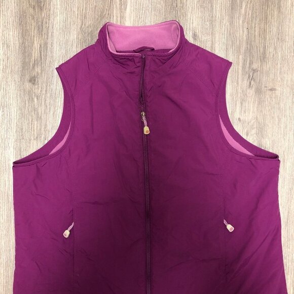 L.L. Bean Size 1X Women's Classic Vest Waterproof Nylon Fleece Lining Magenta - Picture 5 of 8